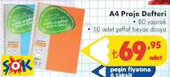 A4 PROJE DEFTERİ • 80 YAPRAK • 10 ADET ŞEFFAF BEYAZ DOSYA
